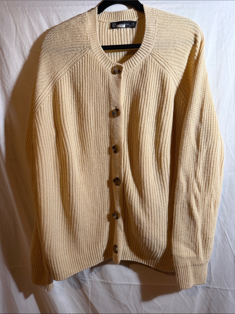 New York & Company Cream Ribbed Men's Cardigan